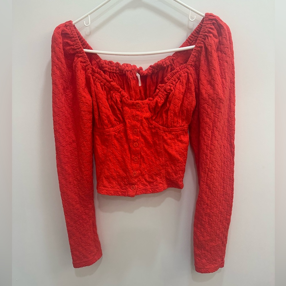 Free People Ladybug Long Sleeve Top in Flame Color